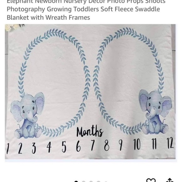 Other - Elephant Nursery Milestone Blanket for Twins